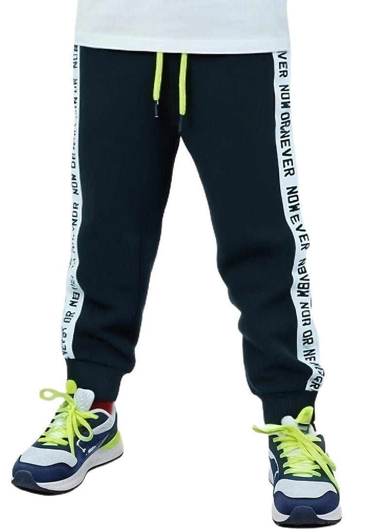 ويني بي سراويل ترينكا للطفل منisex 2-6 سنوات | سراويل بليزر بخط جانب أسود | سراويل رياضية للطفل الصغير بحزام مصطنع وأطراف مرنة باللون الأصفر الزاهي - Image 1